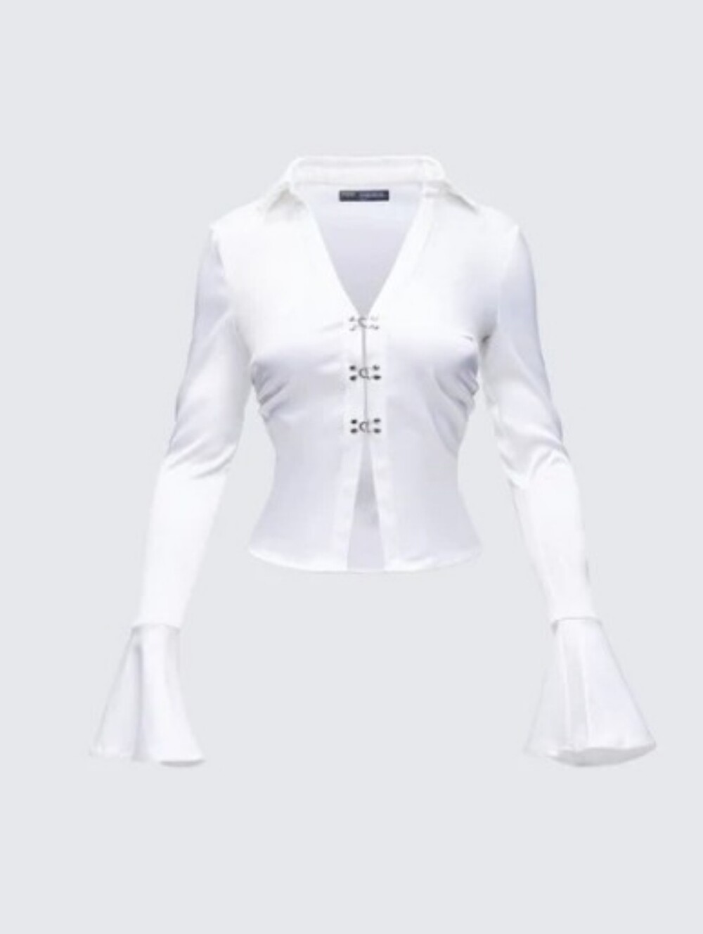 Finesse Grace White Satin Shirt/Size S/NWOT/MSRP $44